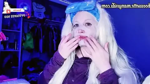 my soft blue bow headband skincare blonde cute ahegao mask fetish 1733431250